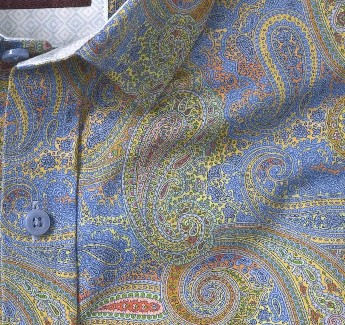 JohnstonandMurphy Shirts Printed Cotton Shirt Blue Large Paisley 8211 Men JohnstonandMurphy Shirts Printed Cotton Shirt Blue Large Paisley 8211 Men