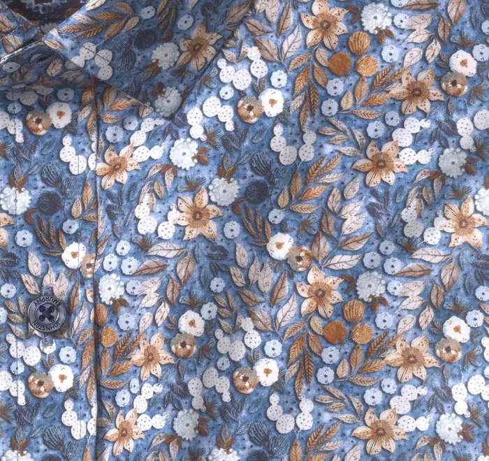 JohnstonandMurphy Shirts Printed Cotton Shirt Bluerust Floral 8211 Men JohnstonandMurphy Shirts Printed Cotton Shirt Bluerust Floral 8211 Men