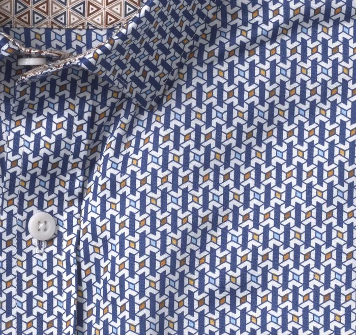 JohnstonandMurphy Shirts Printed Cotton Shirt Navywhite Diamond Bar 8211 Men JohnstonandMurphy Shirts Printed Cotton Shirt Navywhite Diamond Bar 8211 Men