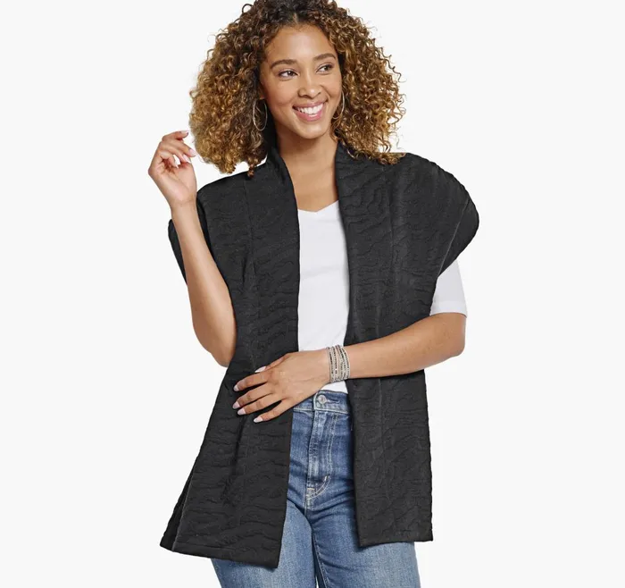 JohnstonandMurphy Shirts Sweaters and Blazers Knit Jacquard Vest Black 8211 Women JohnstonandMurphy Shirts Sweaters and Blazers Knit Jacquard Vest Black 8211 Women