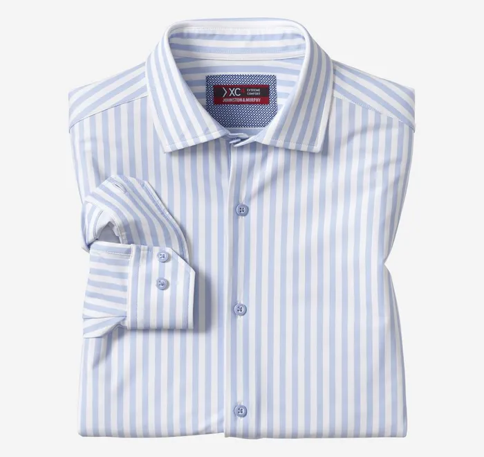 JohnstonandMurphy Shirts Xc4 LongSleeve Print Knit Shirt Bluewhite Stripe 8211 Men JohnstonandMurphy Shirts Xc4 LongSleeve Print Knit Shirt Bluewhite Stripe 8211 Men