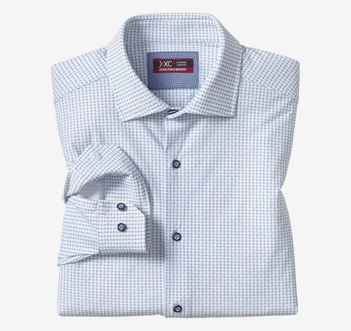 JohnstonandMurphy Shirts Xc4 LongSleeve Print Knit Shirt Whiteblue Diamond 8211 Men JohnstonandMurphy Shirts Xc4 LongSleeve Print Knit Shirt Whiteblue Diamond 8211 Men