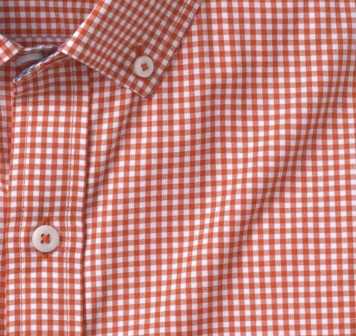 JohnstonandMurphy Shirts Xc4 LongSleeve StretchWoven Shirt Orangewhite Gingham 8211 Men JohnstonandMurphy Shirts Xc4 LongSleeve StretchWoven Shirt Orangewhite Gingham 8211 Men