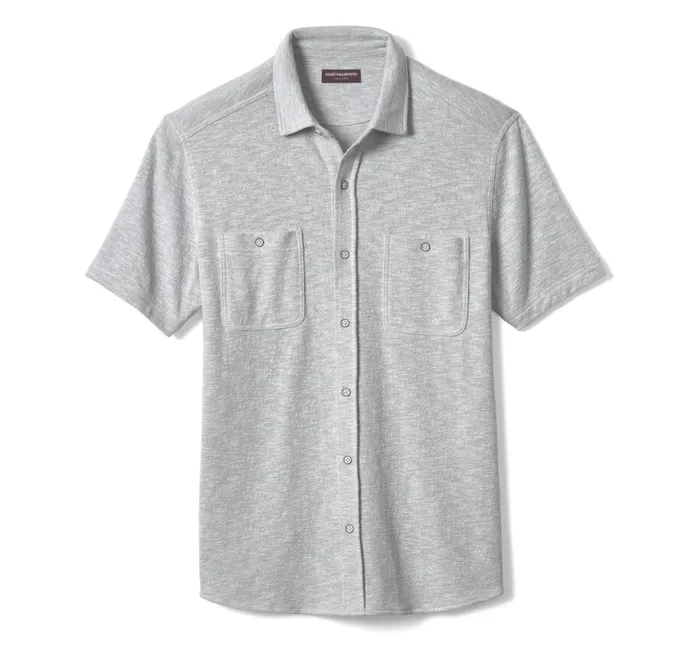 JohnstonandMurphy ShortSleeve Shirts Double Pocket Knit Shirt Gray 8211 Men JohnstonandMurphy ShortSleeve Shirts Double Pocket Knit Shirt Gray 8211 Men