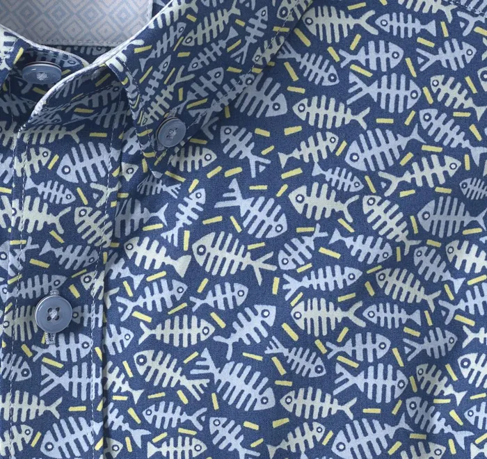 JohnstonandMurphy ShortSleeve Shirts Printed Cotton ShortSleeve Shirt Navy Fishbone 8211 Men JohnstonandMurphy ShortSleeve Shirts Printed Cotton ShortSleeve Shirt Navy Fishbone 8211 Men