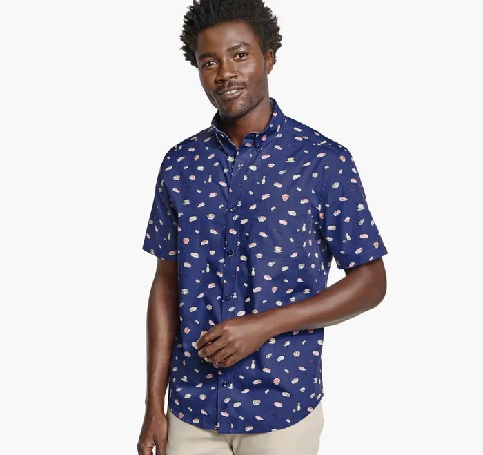 JohnstonandMurphy ShortSleeve Shirts Printed Cotton ShortSleeve Shirt Navy Sushi 8211 Men JohnstonandMurphy ShortSleeve Shirts Printed Cotton ShortSleeve Shirt Navy Sushi 8211 Men