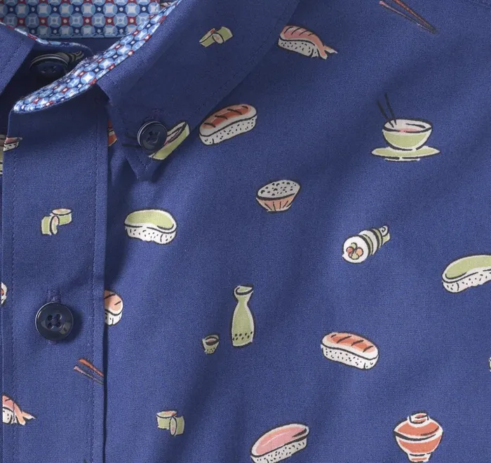 JohnstonandMurphy ShortSleeve Shirts Printed Cotton ShortSleeve Shirt Navy Sushi 8211 Men JohnstonandMurphy ShortSleeve Shirts Printed Cotton ShortSleeve Shirt Navy Sushi 8211 Men
