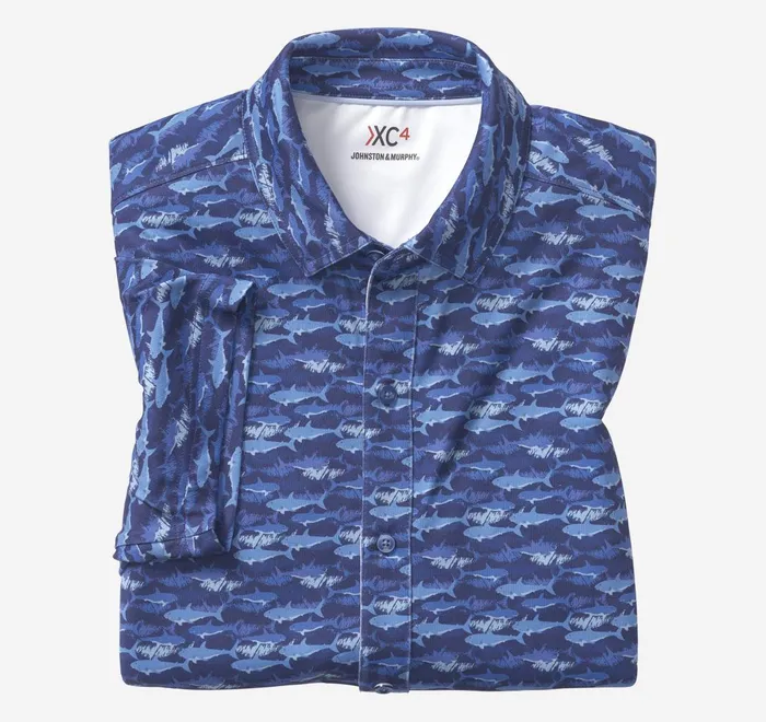 JohnstonandMurphy ShortSleeve Shirts Xc4 Performance Shirt Navy Shark 8211 Men JohnstonandMurphy ShortSleeve Shirts Xc4 Performance Shirt Navy Shark 8211 Men
