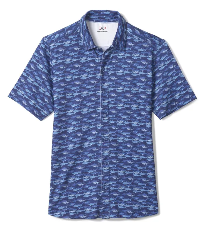 JohnstonandMurphy ShortSleeve Shirts Xc4 Performance Shirt Navy Shark 8211 Men JohnstonandMurphy ShortSleeve Shirts Xc4 Performance Shirt Navy Shark 8211 Men