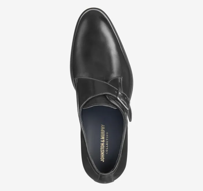 JohnstonandMurphy SlipOns and Loafers Flynch Monk Strap Black Italian Calfskin 8211 Men
