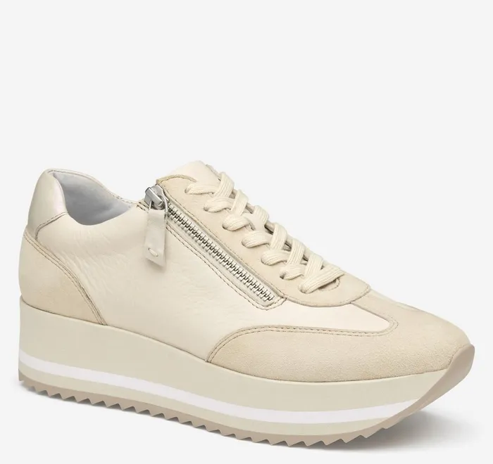 JohnstonandMurphy Sneakers Gracie SideZip Lace Up Bone Calfskinsuede 8211 Women JohnstonandMurphy Sneakers Gracie SideZip Lace Up Bone Calfskinsuede 8211 Women