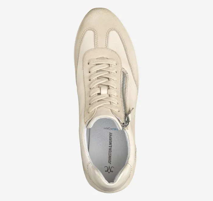 JohnstonandMurphy Sneakers Gracie SideZip Lace Up Bone Calfskinsuede 8211 Women JohnstonandMurphy Sneakers Gracie SideZip Lace Up Bone Calfskinsuede 8211 Women