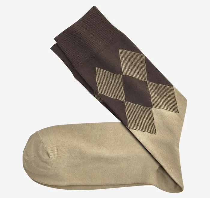 JohnstonandMurphy Socks Argyle Colorblock Socks Khaki 8211 Men