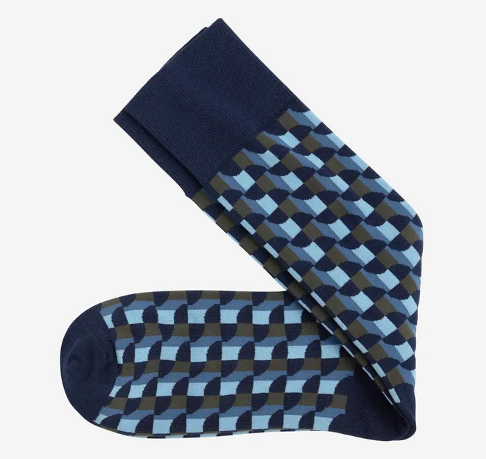 JohnstonandMurphy Socks Cool Moon Tech Socks Blue Multi Geo 8211 Men