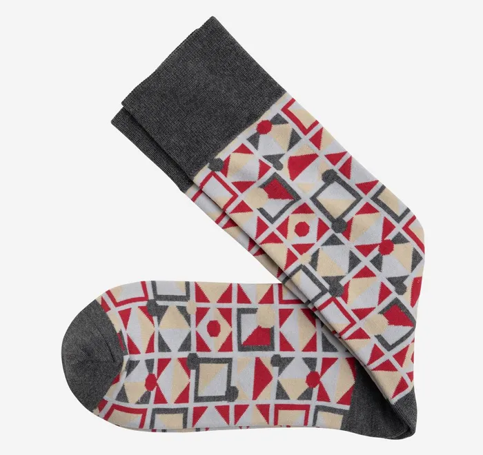 JohnstonandMurphy Socks Cool Moon Tech Socks Multi Geo Shapes 8211 Men