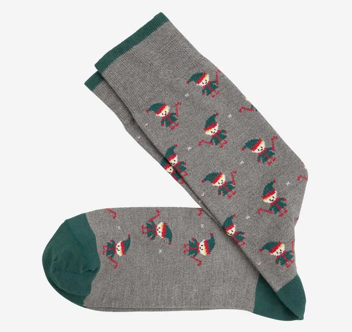 JohnstonandMurphy Socks Pima Cotton HolidayThemed Socks Gray Holiday Elves 8211 Men JohnstonandMurphy Socks Pima Cotton HolidayThemed Socks Gray Holiday Elves 8211 Men