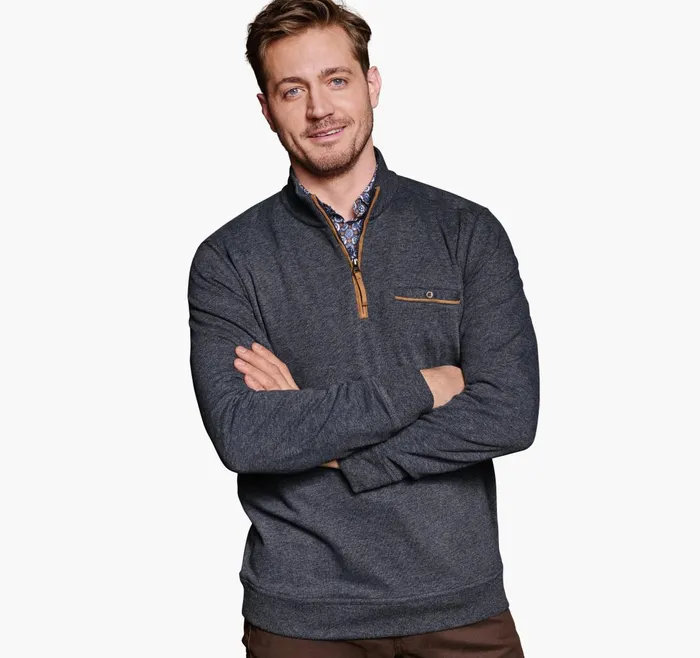 JohnstonandMurphy Sweaters and Knits Knit QuarterZip Navy 8211 Men