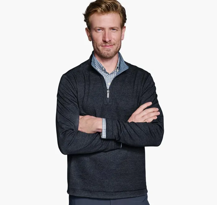 JohnstonandMurphy Sweaters and Knits Xc4 Performance Reversible QuarterZip Navylight Blue 8211 Men JohnstonandMurphy Sweaters and Knits Xc4 Performance Reversible QuarterZip Navylight Blue 8211 Men