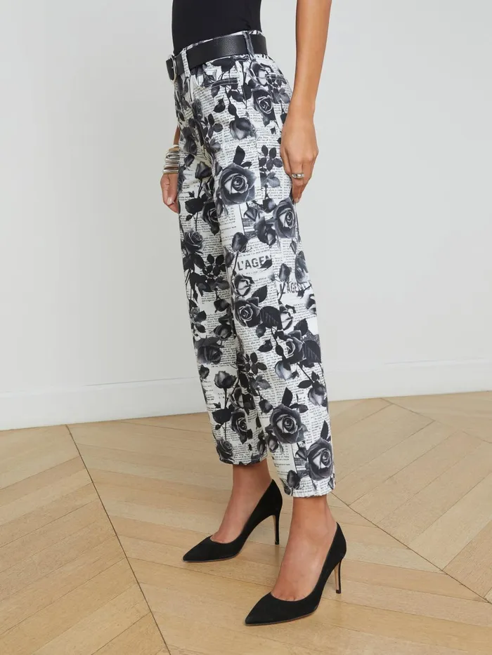June Cropped Stovepipe Pant Whiteblack Rose Newspaper Women L039Agence Pants June Cropped Stovepipe Pant Whiteblack Rose Newspaper Women L039Agence Pants