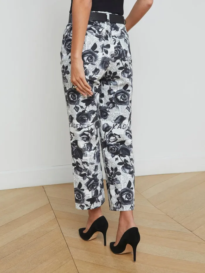 June Cropped Stovepipe Pant Whiteblack Rose Newspaper Women L039Agence Pants June Cropped Stovepipe Pant Whiteblack Rose Newspaper Women L039Agence Pants