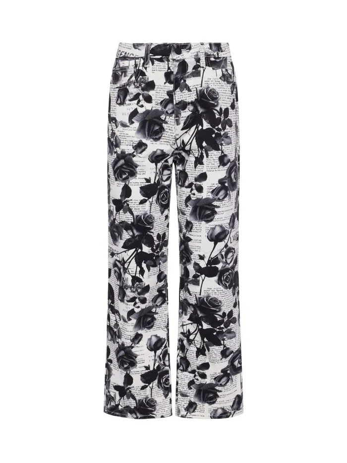 June Cropped Stovepipe Pant Whiteblack Rose Newspaper Women L039Agence Pants June Cropped Stovepipe Pant Whiteblack Rose Newspaper Women L039Agence Pants