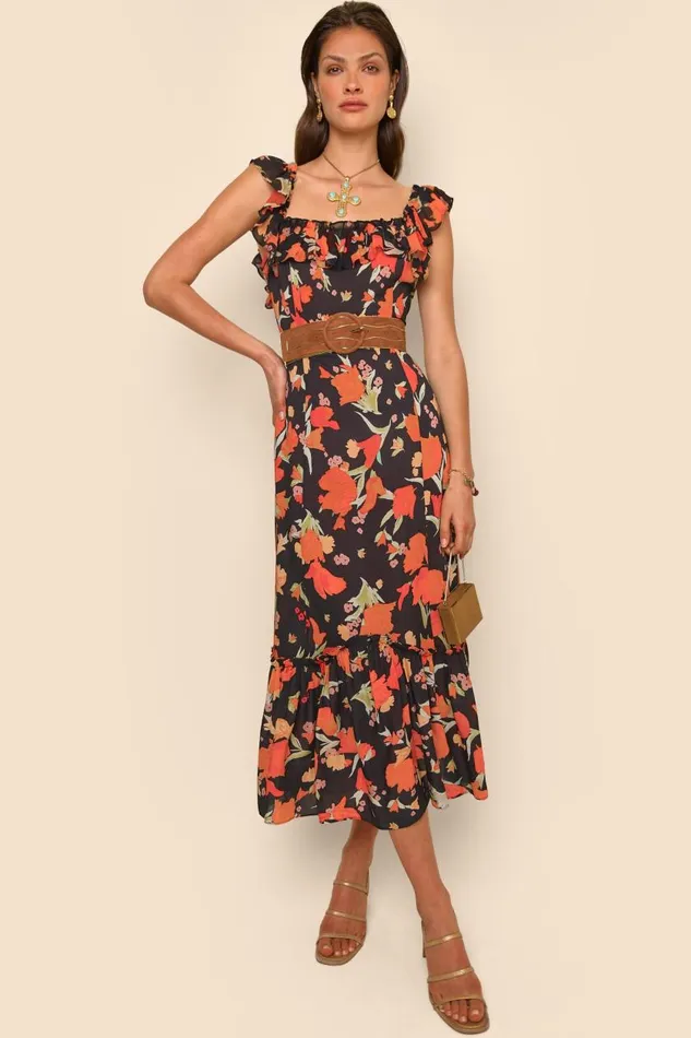 June Havana Floral Black Women RIXO Dresses