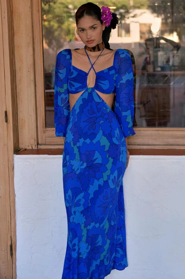 Kamilla Looking Glass Blue Women RIXO Dresses
