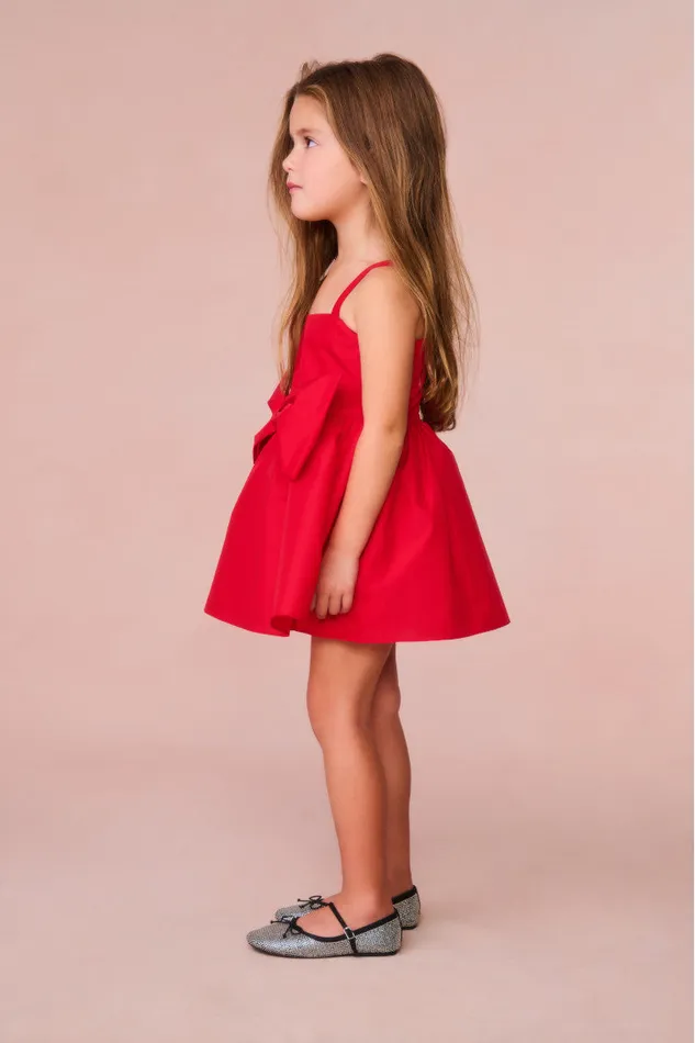 Kids Girls LoveShackFancy Girls Alejandra Bow Mini Dress Red