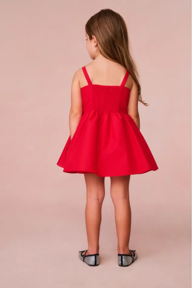 Kids Girls LoveShackFancy Girls Alejandra Bow Mini Dress Red