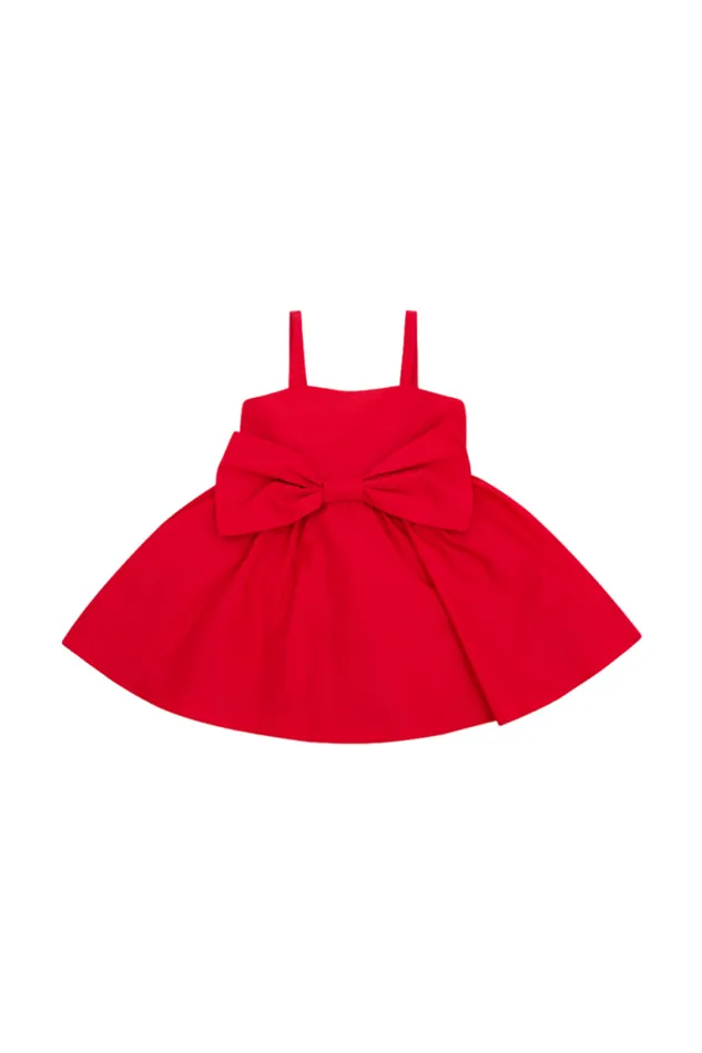 Kids Girls LoveShackFancy Girls Alejandra Bow Mini Dress Red