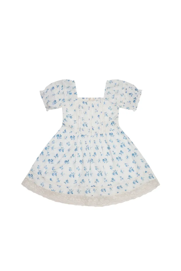 Kids Girls LoveShackFancy Girls Magica Floral Dress Ashen Blue