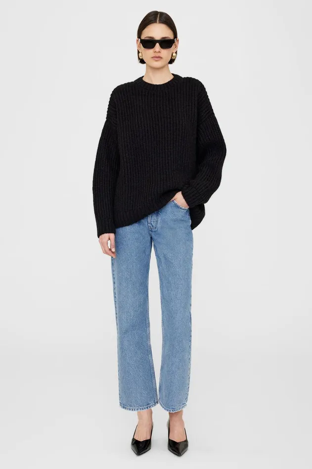 Knits Sweaters Women ANINE BING Sydney Crew Sweater In Black ANINE BING