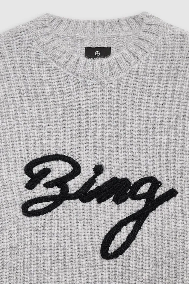 Knits Sweaters Women ANINE BING Sydney Crew Sweater Signature 8211 Light Heather Grey
