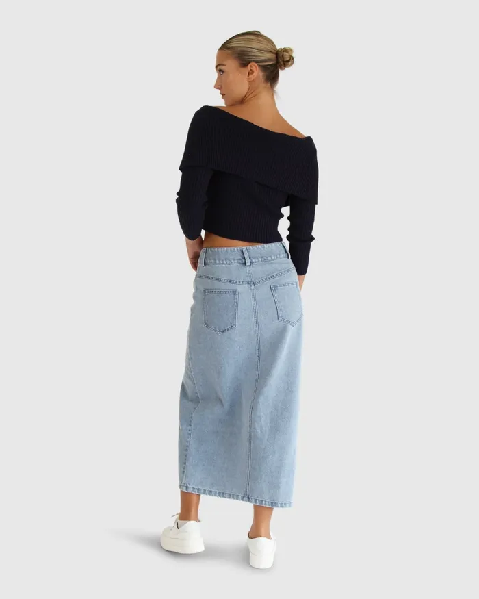 Knitwear Belle and Bloom Women More Than Words Collared Knit Top 8211 Navy