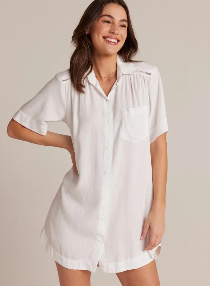 Ladder Trim Shirt Dress 8211 White Women Bella Dahl Mini Dresses