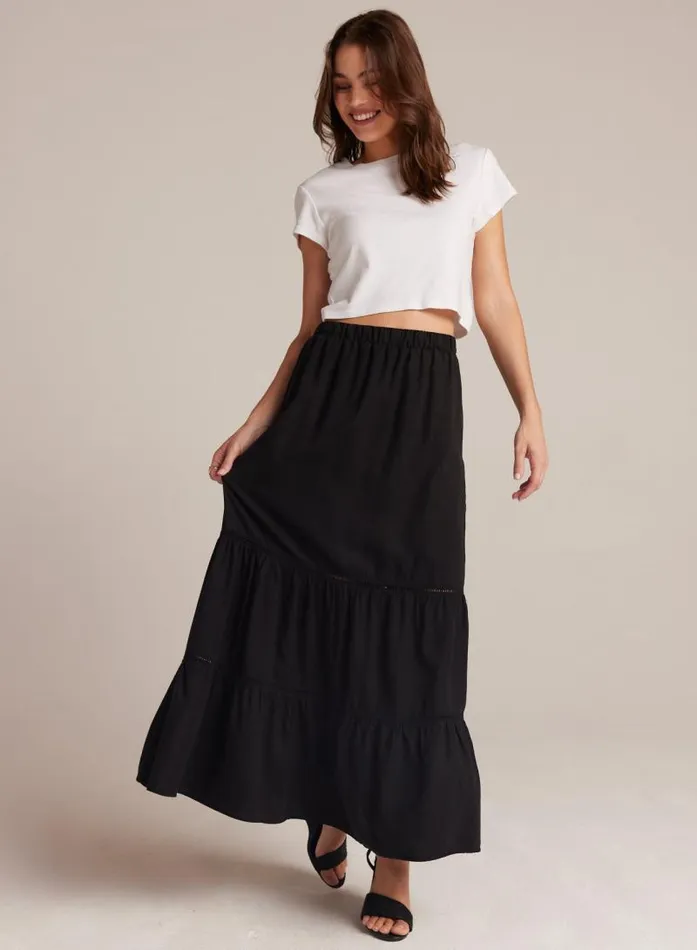 Ladder Trim Tiered Maxi Skirt 8211 Black Women Bella Dahl Skirts