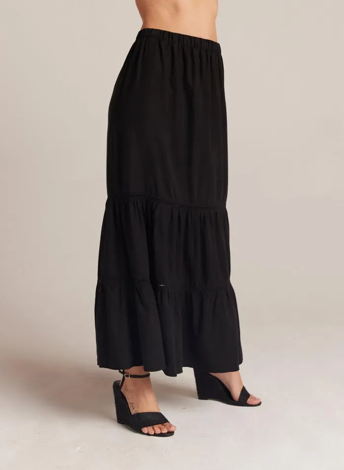 Ladder Trim Tiered Maxi Skirt 8211 Black Women Bella Dahl Skirts Ladder Trim Tiered Maxi Skirt 8211 Black Women Bella Dahl Skirts