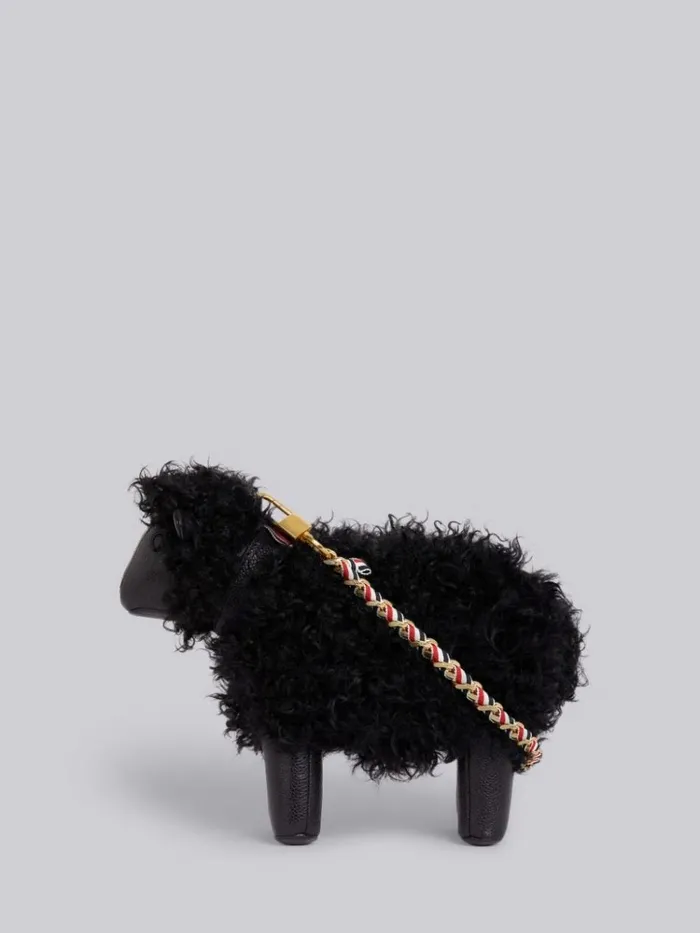 Lambskin And Pebbled Calf Small Grosgrain Woven Chain Sheep Bag Black Women Thom Browne Crossbody Bags Lambskin And Pebbled Calf Small Grosgrain Woven Chain Sheep Bag Black Women Thom Browne Crossbody Bags