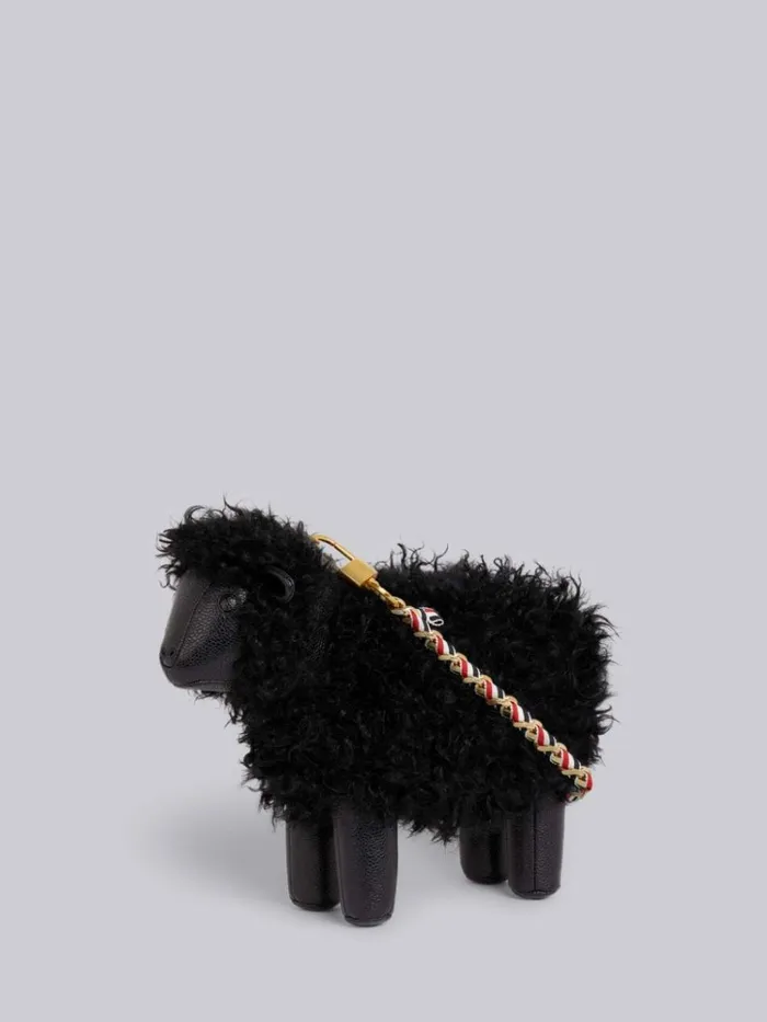 Lambskin And Pebbled Calf Small Grosgrain Woven Chain Sheep Bag Black Women Thom Browne Crossbody Bags