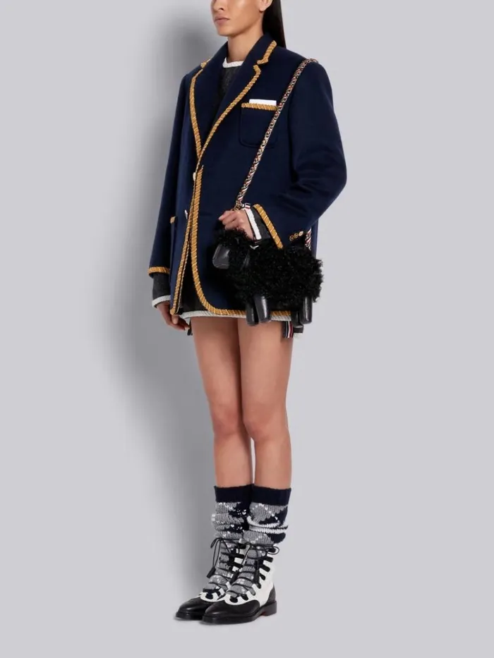 Lambskin And Pebbled Calf Small Grosgrain Woven Chain Sheep Bag Black Women Thom Browne Crossbody Bags