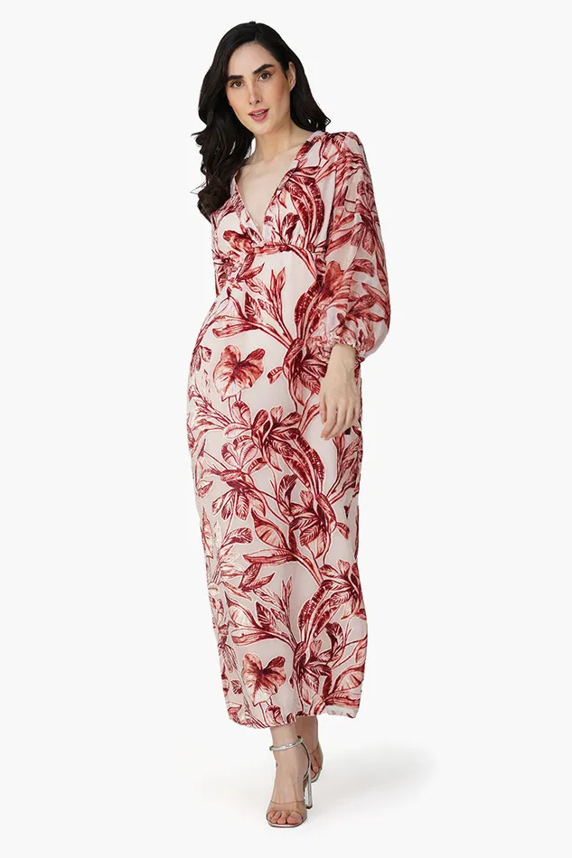 Leaf Velvet Burntout Maxi Dress Leaf Velvet Burntout Maxi Dress