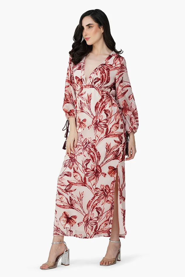Leaf Velvet Burntout Maxi Dress Leaf Velvet Burntout Maxi Dress