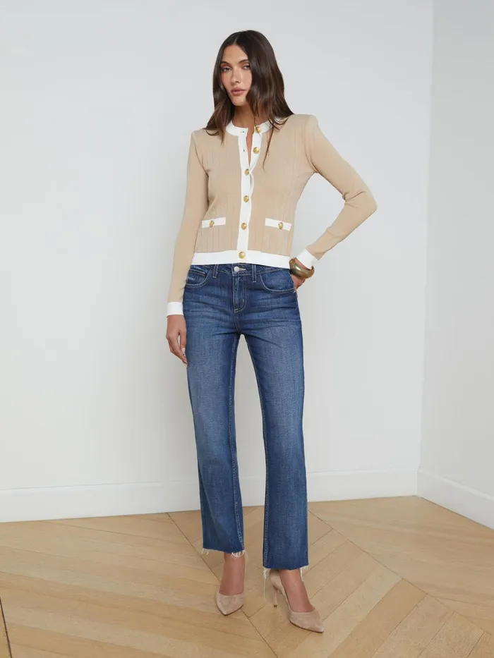 Leon Cardigan Biscuitwhite Women L039Agence Knitwear Leon Cardigan Biscuitwhite Women L039Agence Knitwear
