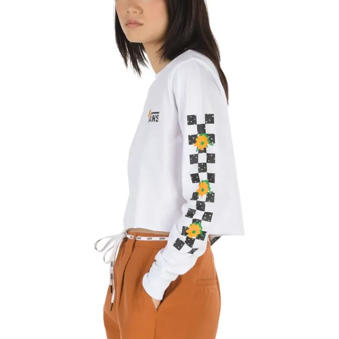 Lepp Check Crop Long Sleeve Boyfriend Tee White TShirts and Tanks Vans Women Lepp Check Crop Long Sleeve Boyfriend Tee White TShirts and Tanks Vans Women