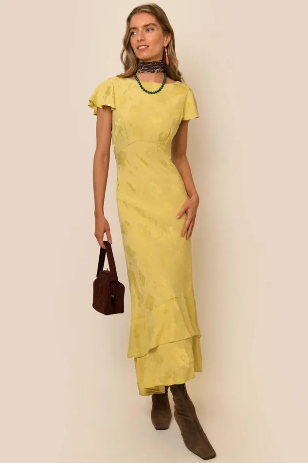 Liberty Gold Poppy Jacquard Women RIXO Dresses