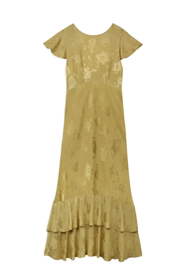 Liberty Gold Poppy Jacquard Women RIXO Dresses Liberty Gold Poppy Jacquard Women RIXO Dresses