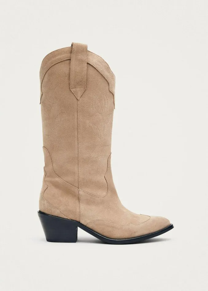 Liberty Suede Beige Leather Boots Women ALOHAS Boots