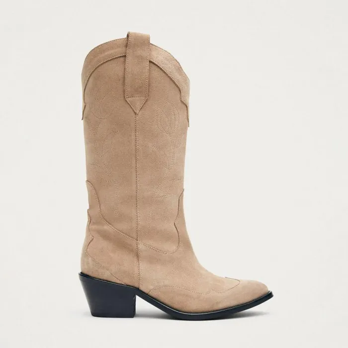 Liberty Suede Beige Leather Boots Women ALOHAS Boots