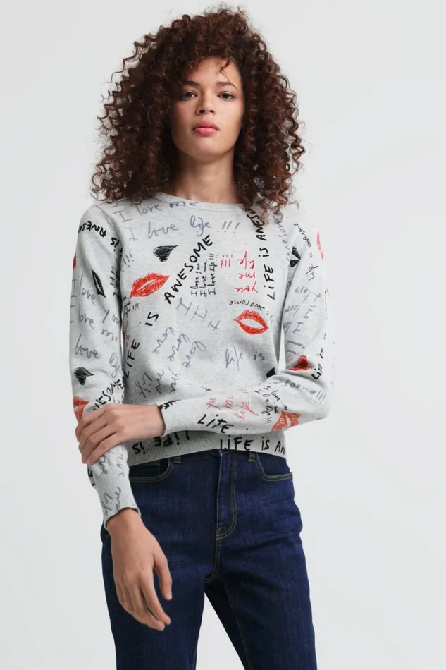 Life Is Awesome Knit Jumper Women Desigual Sweaters