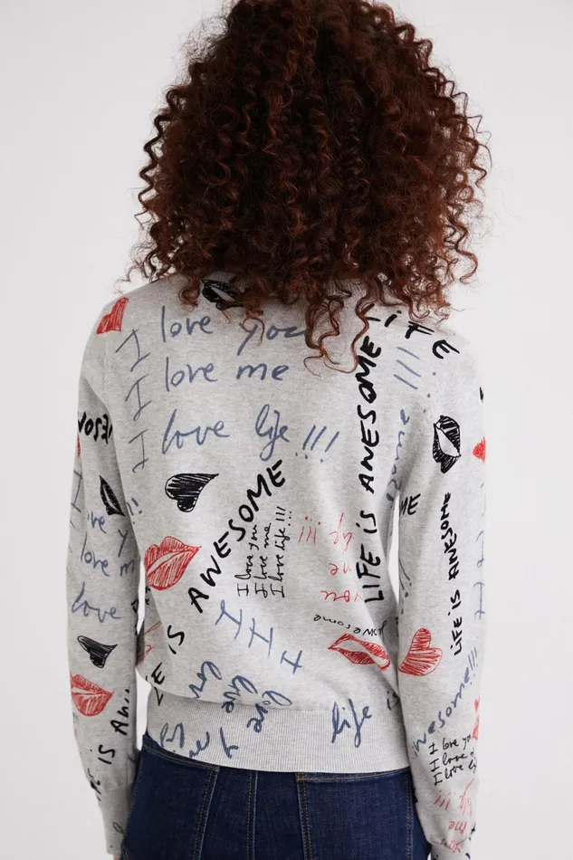 Life Is Awesome Knit Jumper Women Desigual Sweaters